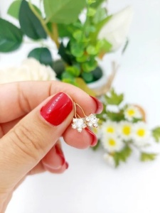 Bijuterii aur galben 14 K cercei copii colectie noua model FLORICICA - Img 3