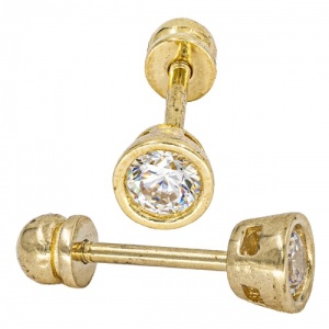 Bijuterii aur galben 14 K cercei cu filet colectie noua model PIETRICICA - Img 2