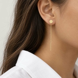Bijuterii aur galben 14 K cercei cu lant colectie noua model BANUT