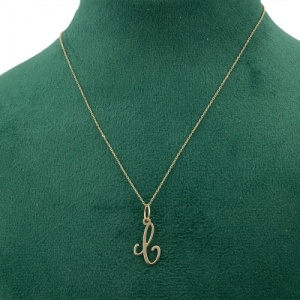 Bijuterii aur galben 14 K lant cu pandantiv colectie noua GRECIA model LITERA C - Img 2