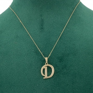 Bijuterii aur galben 14 K lant cu pandantiv colectie noua model LITERA D - Img 2