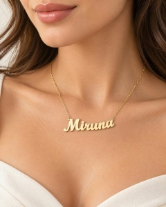 Bijuterii aur galben 14 K lant cu pandantiv colectie noua model NUME - MIRUNA