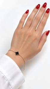 Bratara aur galben 14 K colectie ITALIA model FLOARE - BLACK