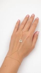 Bratara cu inel aur galben 14 K model INIMA