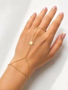 Bratara cu inel aur galben 14 K model SOARE