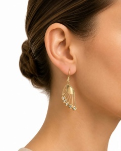 Cercei aur galben 14 K colectie ITALIA model FRUNZA