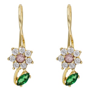 Cercei copii aur galben 14 K model FLORICICA - GREEN