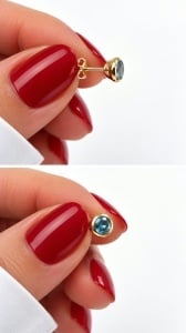 Cercei din aur 14 K colectie noua ITALIA model PIETRICICA - BLUE - Img 2