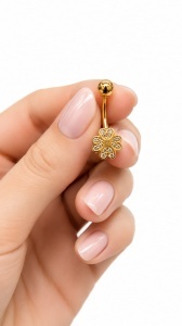 Cercel pentru buric aur galben 14 K model FLOARE