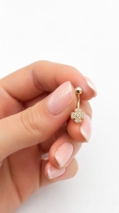 Cercel pentru buric aur galben 14 K model FLOARE