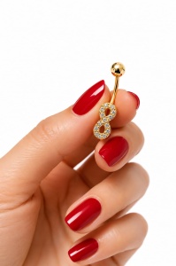 Cercel pentru buric aur galben 14 K model INFINITY