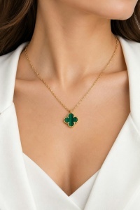 Colier aur galben 14 K colectie ITALIA model FLOARE - GREEN - Img 3