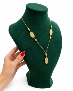 Colier aur galben 14 K colectie ITALIA model OVAL - SATINAT