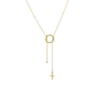 Colier aur galben 14 K model CERC SI CRUCIULITA