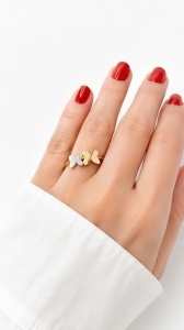 Inel aur galben 14 K model FLUTURASI