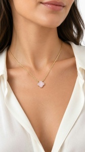 Lant cu pandantiv aur galben 14 K model FLOARE - PINK