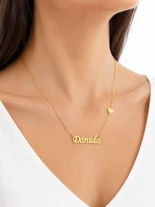 Lant cu pandantiv aur galben 14 K model NUME - DANIELA