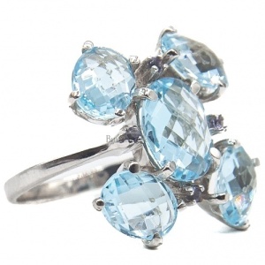 Bijuterii aur alb inel colectie noua ITALIA LUXURY - BLUE TOPAZ - Img 3
