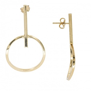 Bijuterii aur galben 14 K cercei colectie noua ITALIA model GEOMETRIC - Img 2