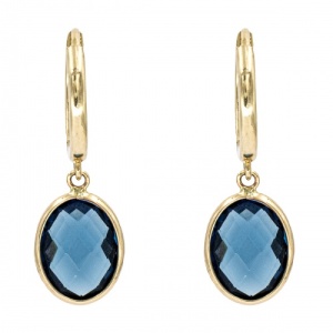 Bijuterii aur galben 14 K cercei colectie noua ITALIA model OVAL - BLUE