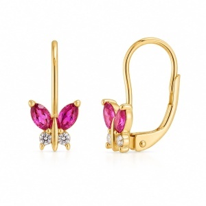 Bijuterii aur galben 14 K cercei colectie noua model FLUTURAS - Img 2
