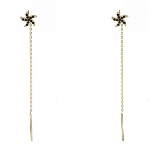 Bijuterii aur galben 14 K cercei cu lant colectie noua model STELUTA DE MARE - BLACK