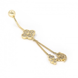 Bijuterii aur galben 14 K cercel pentru buric colectie noua model FLOARE