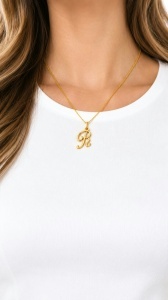 Bijuterii aur galben 14 K lant cu pandantiv colectie noua GRECIA model LITERA R