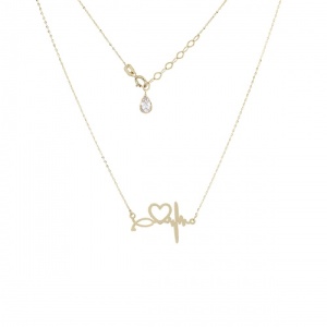 Bijuterii aur galben 14 K lant cu pandantiv colectie noua model PULS - INIMA- STETOSCOP