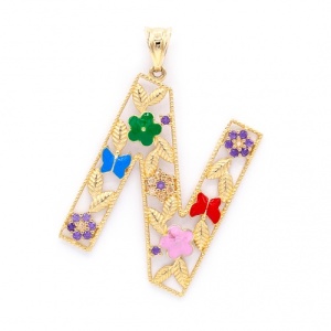 Bijuterii aur galben 14 K pandantiv colectie noua model LITERA N
