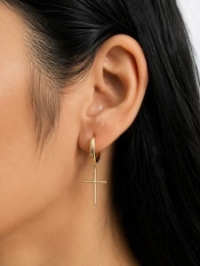 Bijuterii aur galben cercei colectie noua model CRUCE