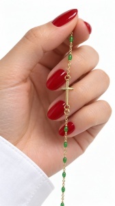 Bratara aur galben 14 K colectie ITALIA model CRUCE - GREEN