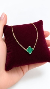 Bratara aur galben 14 K colectie ITALIA model FLOARE - GREEN - Img 2