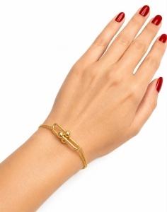 Bratara aur galben 14 K colectie ITALIA model GEOMETRIC - Img 2