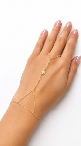 Bratara cu inel aur galben 14 K model FLOARE