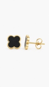 Cercei aur galben 14 K colectie ITALIA model FLOARE - BLACK - Img 2