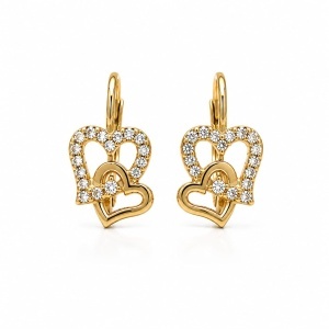 Cercei aur galben 14 K colectie ITALIA model INIMIOARE - Img 2