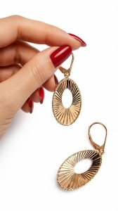 Cercei aur galben 14 K colectie ITALIA model OVAL - FATETAT - Img 3