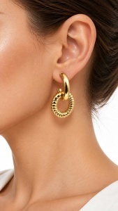 Cercei aur galben 14 K colectie ITALIA model OVAL