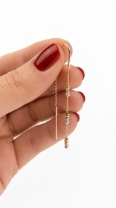 Cercei aur galben 14 K colectie noua ITALIA model BILUTE - Img 2