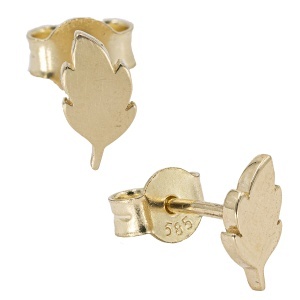 Cercei aur galben 14 K model FRUNZA - Img 2
