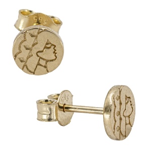 Cercei aur galben 14 K model ROTUND - Img 3