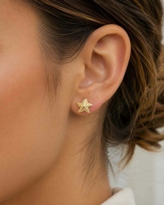 Cercei aur galben 14 K model STEA DE MARE