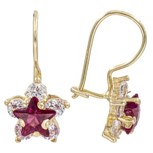 Cercei copii aur galben 14 K model FLOARE - Img 2