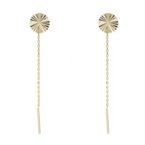 Cercei cu lant aur galben 14 K colectie noua model BANUT FATETAT 0.6 cm