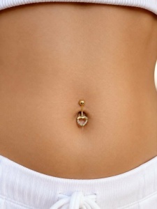 Cercel pentru buric aur galben 14 K model INIMA - Img 2