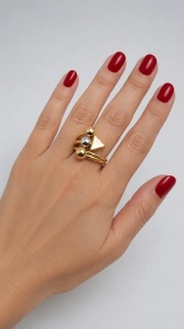 Inel aur galben 14 K model BILUTE SI TRIUNGHI