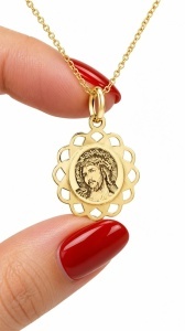 Lant cu pandantiv aur galben 14 K colectie ITALIA model MANTUITORUL - Img 4