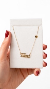 Lant cu pandantiv aur galben 14 K model NUME - ELENA