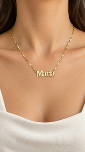 Lant cu pandantiv aur galben 14 K model NUME - MARIA